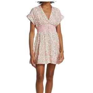 Alice + Olivia $330 Keela Smocked Floral Mini Dress Women's SZ 2